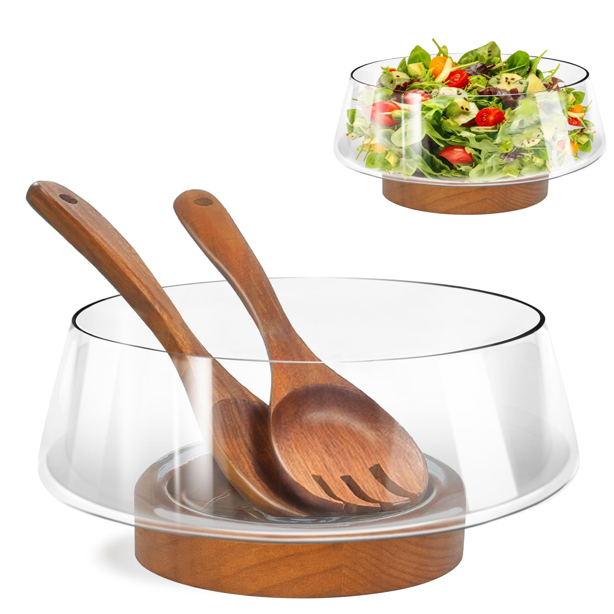 食器  Glass Bowl Set with Stand Amazon.com | PROLEE Extra Large Glass Salad Bowl Set, Clear Salad