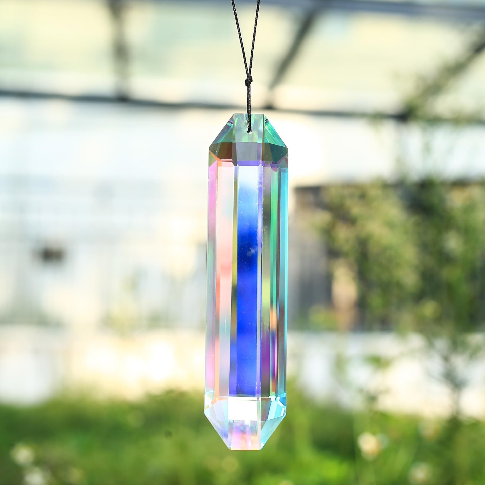 Acchiappasole Cristallo da Esterno, Acchiappa Sole Cristallo Acchiappasole da Finestra, Suncatcher Pendente Ciondolo con Prismi Esagonali per Decorazioni Casa Giardino Finestra Outdoor Appendere