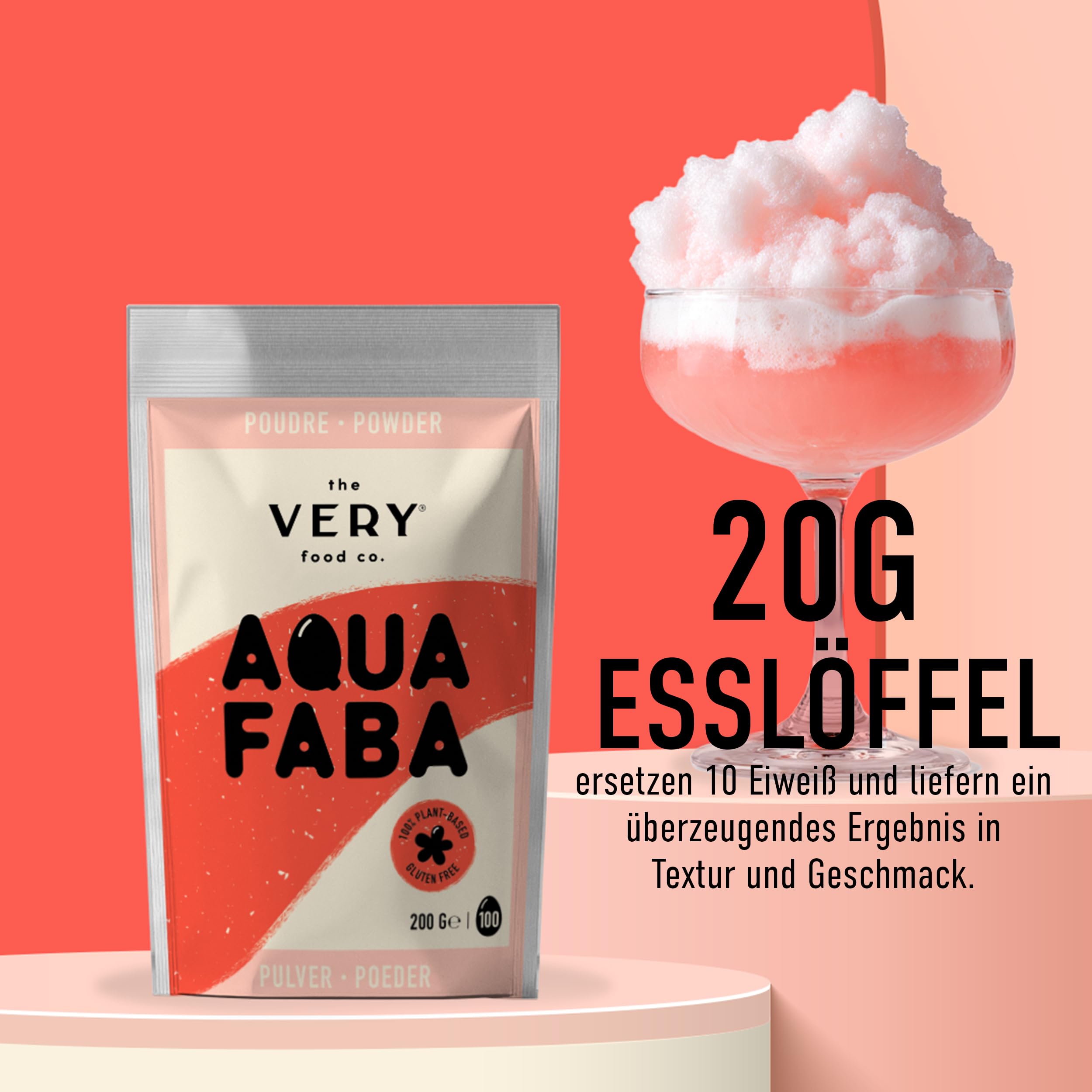 the VERY food co. Aquafaba Pulver aus getrocknetem Kichererbsenwasser 200g - 100% natürlich & vegan - Eiweißersatz zum Kochen, Backen, für Cocktails - Pulver Eiersatz für die gehobene Küche