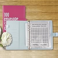 Vista 3 de Carpeta de desafío de 100 sobres, forma fácil y divertida de ahorrar $5,050, carpeta de presupuesto para ahorro de dinero con sobres de efectivo