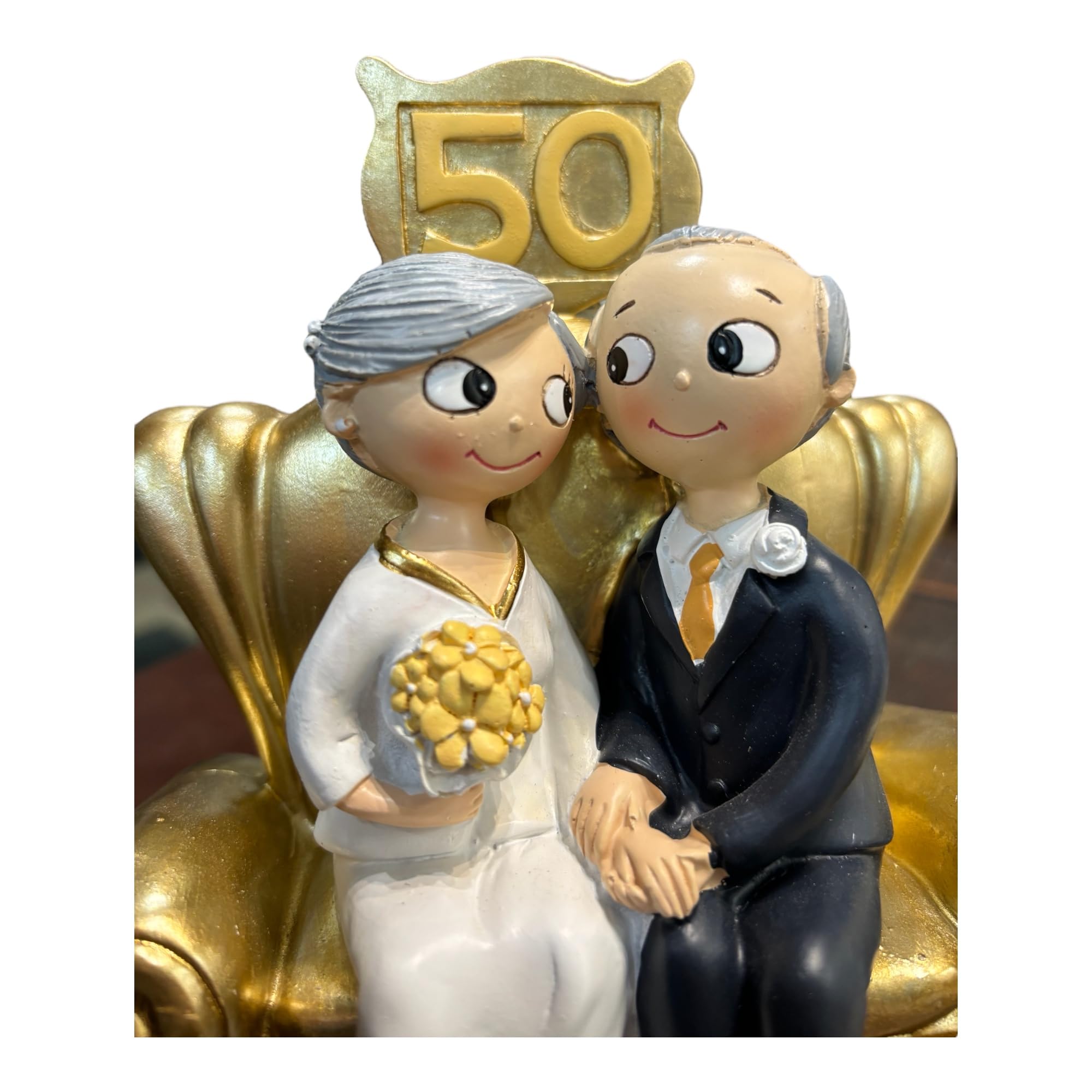 Curia Grabador Figura 50 Aniversario con Placa grabada con Nombres y Fecha - Figura con Placa Conmemorativa - Regalo para Bodas de Oro Personalizado