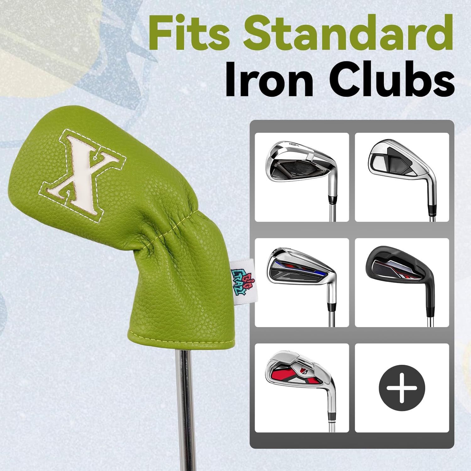 Big Crazy Golf Iron Covers, 10pcs Colorful Iron Head Covers, Long Neck and Elastic Closure for Club Protect, Golf Iron Head Covers Set for Man and Woman