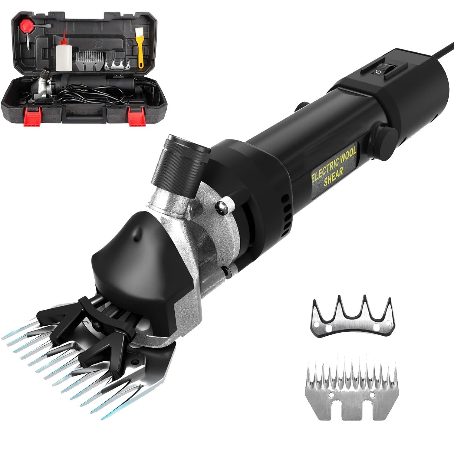 CelyToe Heavy Duty Livestock Hair Clipper & Sheep Trimmer, 2400r/min High Cutting Speed, Adjustable Blade Gap for Heat Dissipation, Anti-Slip Handle for Long-Time Grooming Black-110v