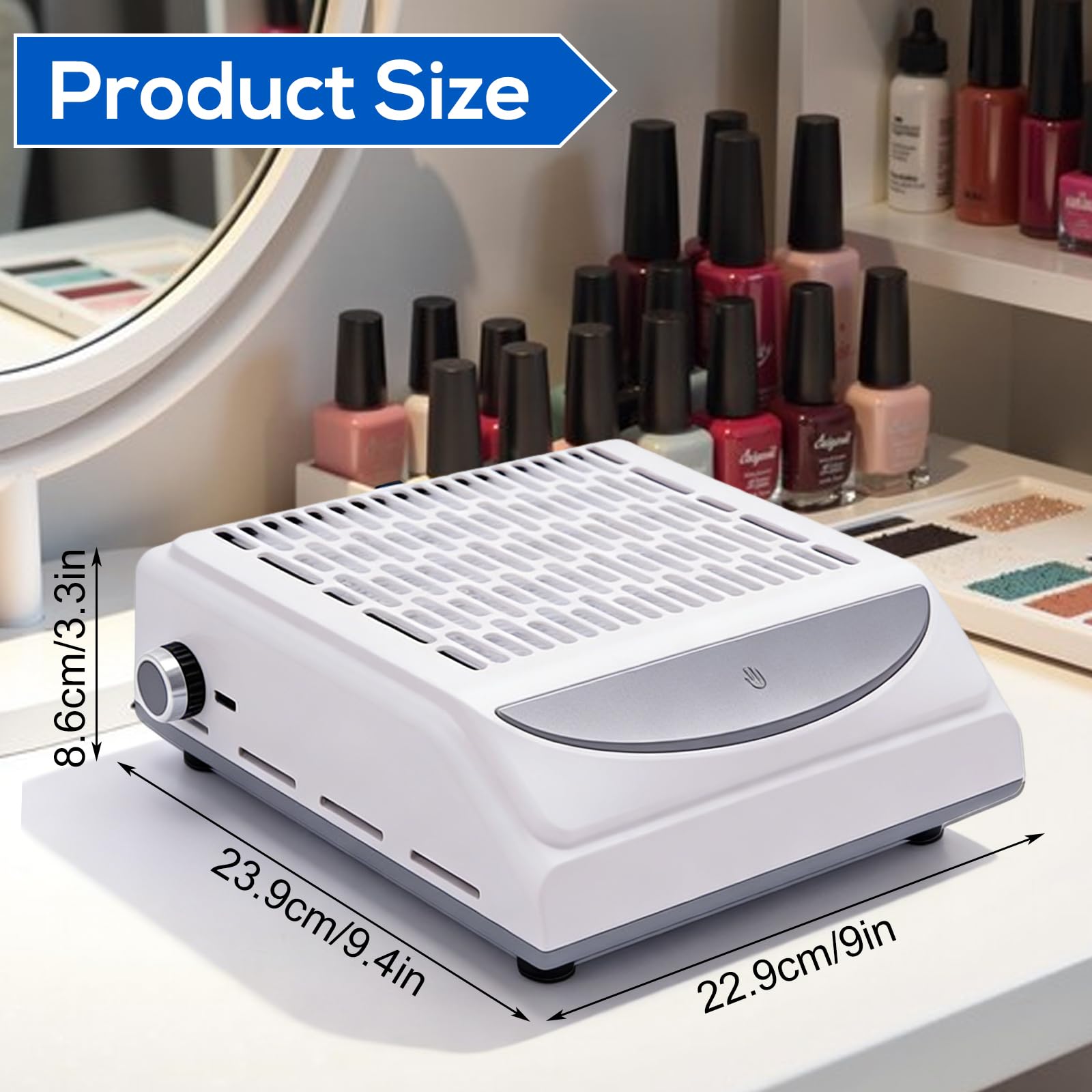 Aspirateur à Manucure Avec Lampe Et Filtre: Aspirateur à Ongle Professionnel, Aspirateur Ongle Faible Bruit Collecteur De Poussière D'ongles De Table Puissant Pour Salon De Manucure Et Maison (Blanc)