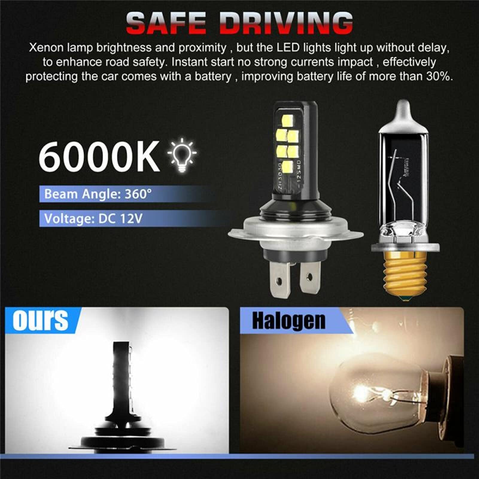 Faros de xenón H7 H4 Combo LED Kit Kit Kit Bulbos H4 H7 LED Bombillas de Niebla Coche High High High 60W 52000LM 6000K Kit Coche Bombilla Bombilla TxTB1 Coche y Moto