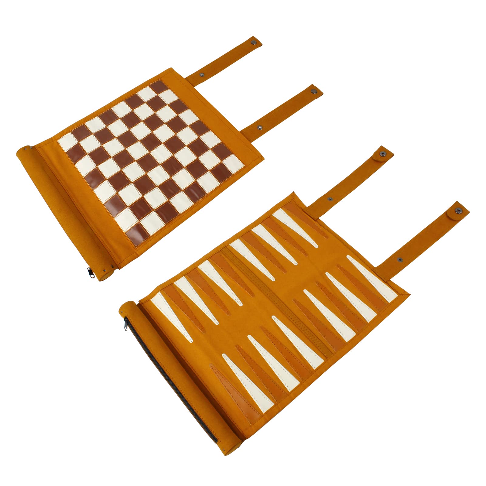 Andux Set da Scacchi da Viaggio Pieghevole PGSLQ-01 (3 in 1) | Tavola da scacchi rotolata, pezzi di plastica, per adulti e adolescenti, per il tempo libero dopo la scuola, per i club