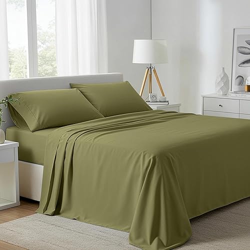 Carressa Linen Sábanas 100% de algodón egipcio, tamaño California King, 800 hilos, 4 piezas, sábanas egipcias para cama de tamaño California King,