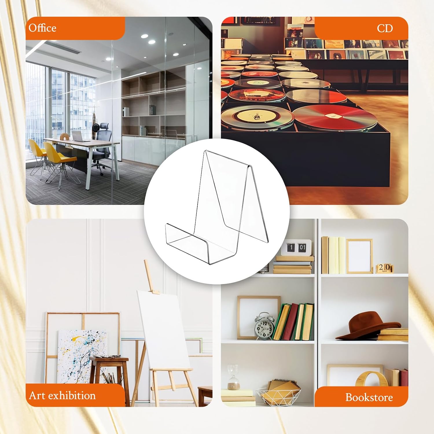 SHENLIU 20 Pack Clear Book Stand, 3x4 Inch Acrylic Easel Stand Book Display Holder, Display Stands for Album, CD, Music Sheets, Plate, Artworks, Phone, Tablet, Magazine, Postcard