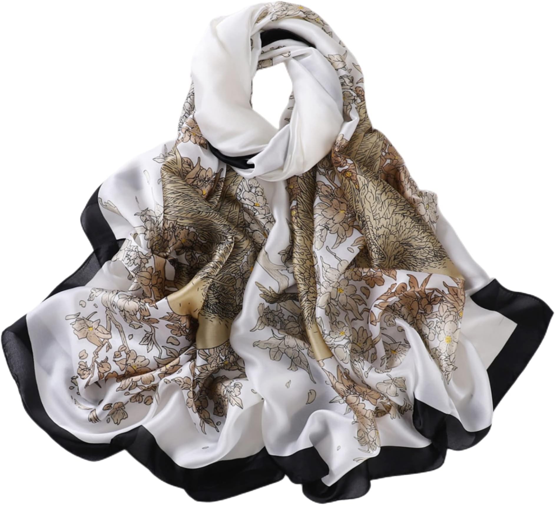 Myneiyi Fashion Scarves Scarf 100% Silk Feeling Scarf Silk Like Scarves Long Lightweight Sunscreen Shawls for Women, B58, One Size