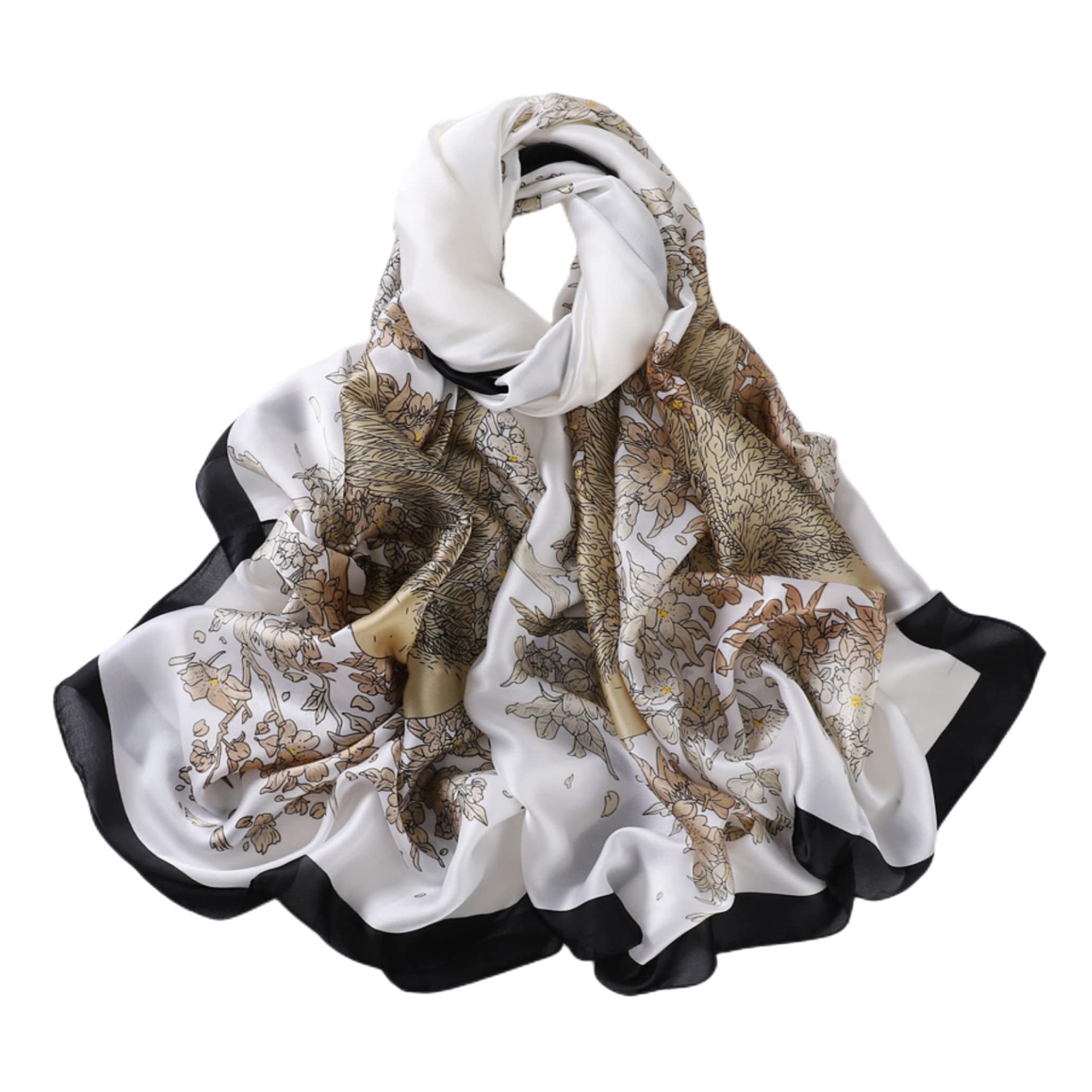 Myneiyi Fashion Scarves Scarf 100% Silk Feeling Scarf Silk Like Scarves Long Lightweight Sunscreen Shawls for Women, B58, One Size