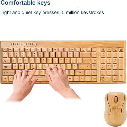 Miniatura 4 de FOSA Dispositivos de control de computadora de madera de bambú, dispositivos inalámbricos de computadora Plug and Play para computadora portátil,