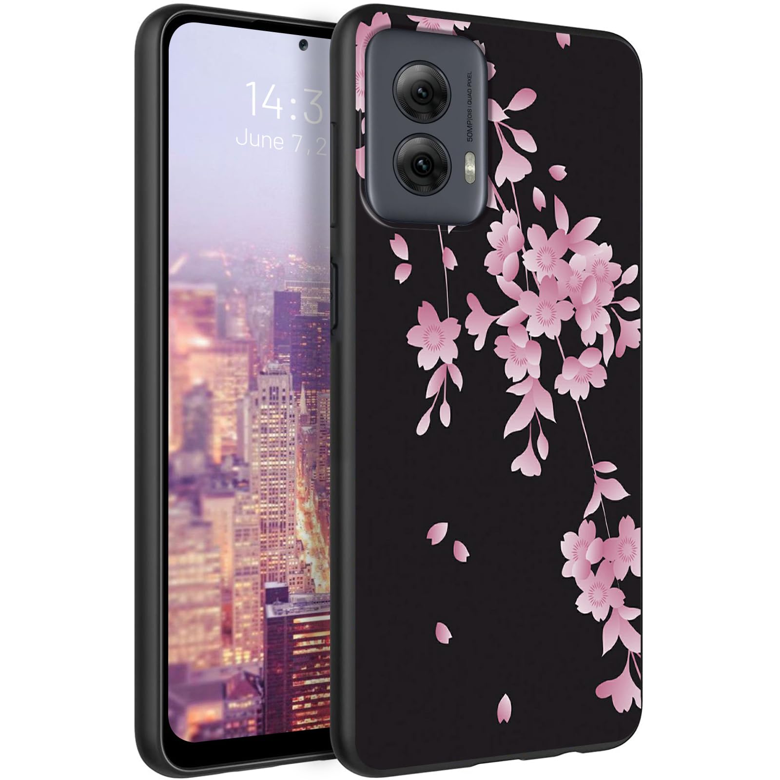 RAUEDWDJS for Motorola Moto Edge 5G 2024 Case,Anti Scratch Non-Slip Soft TPU Protective Shockproof Cover for Moto Edge 5G 2024 6.6"，Cherry Blossoms