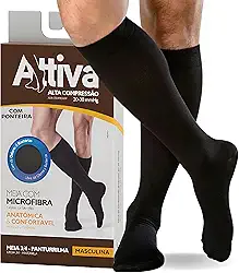 Meia de Compressão Masculina Meia 3/4 Panturilha Alta Compressão 20 30 Preta Sigvaris ATTIVA