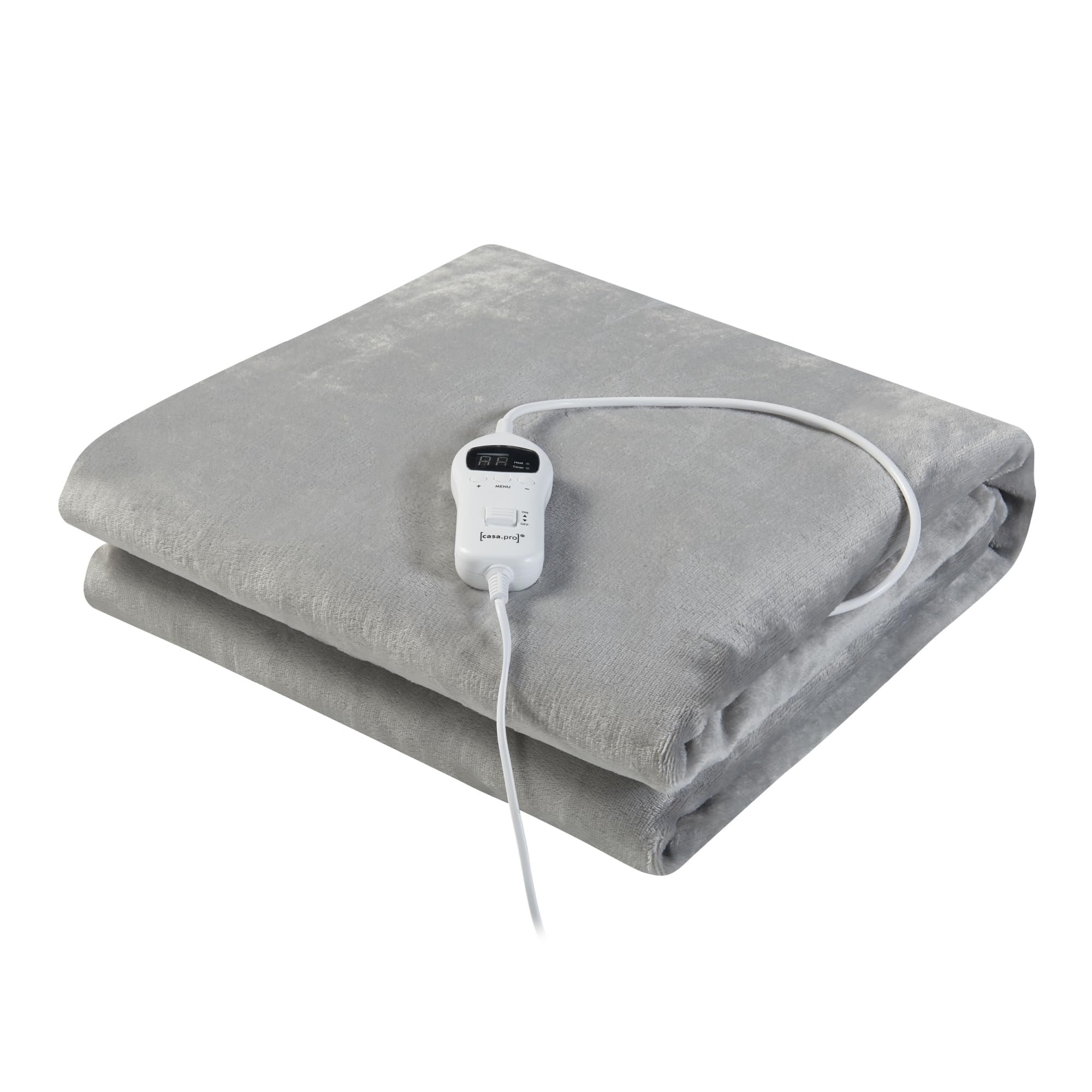 [en.casa] Coperta Riscaldante Termocoperta Elettrica Coperta Termica 180 x 130 cm Temperatura Regolabile Protezione Surriscaldamento - Grigio Chiaro
