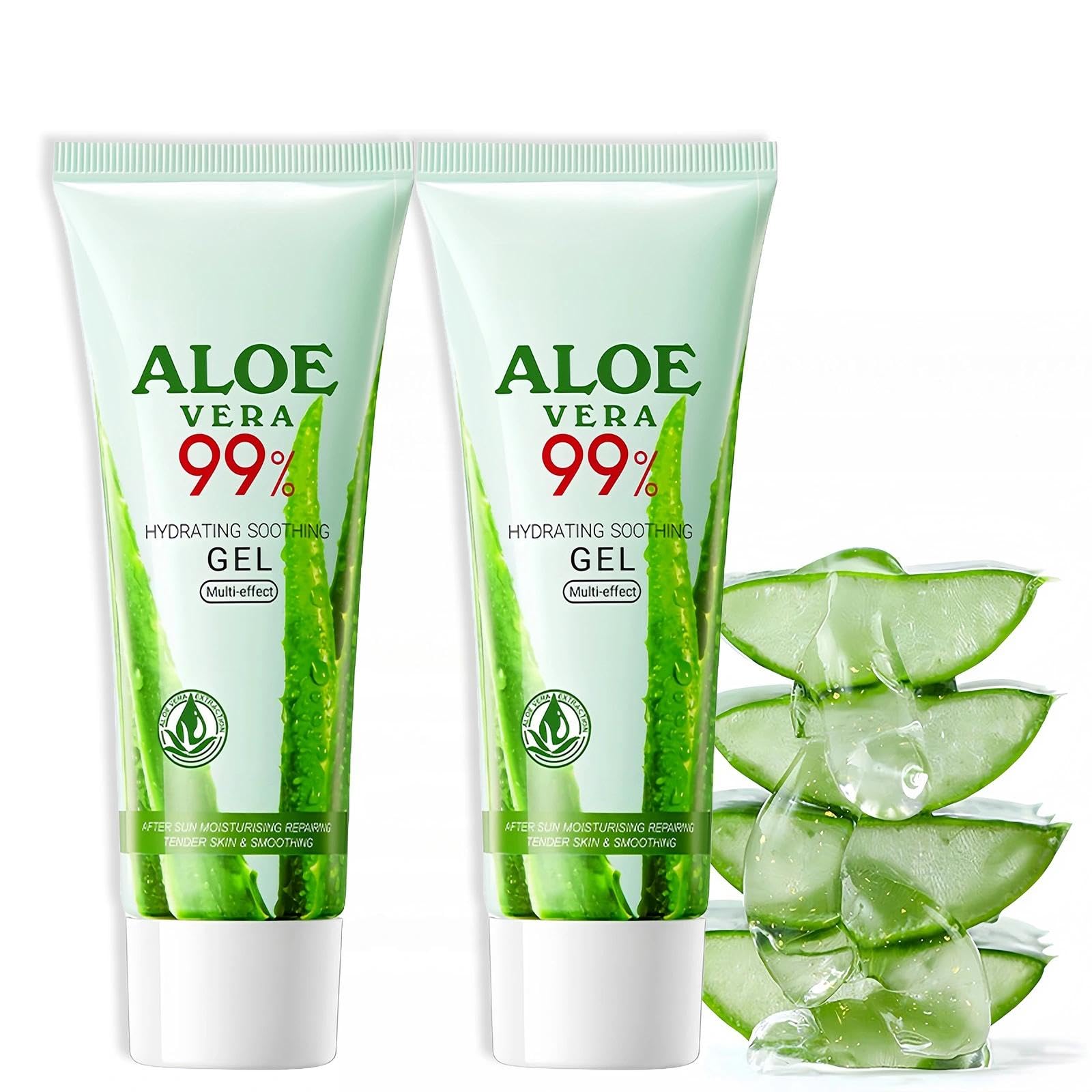 2Pcs Aloe Vera Gel for Skin Care 99% Pure Aloe Vera Gel With Vitamin E, Itchy & Damaged Skin, Aloevera For SkinCare & Sunburn