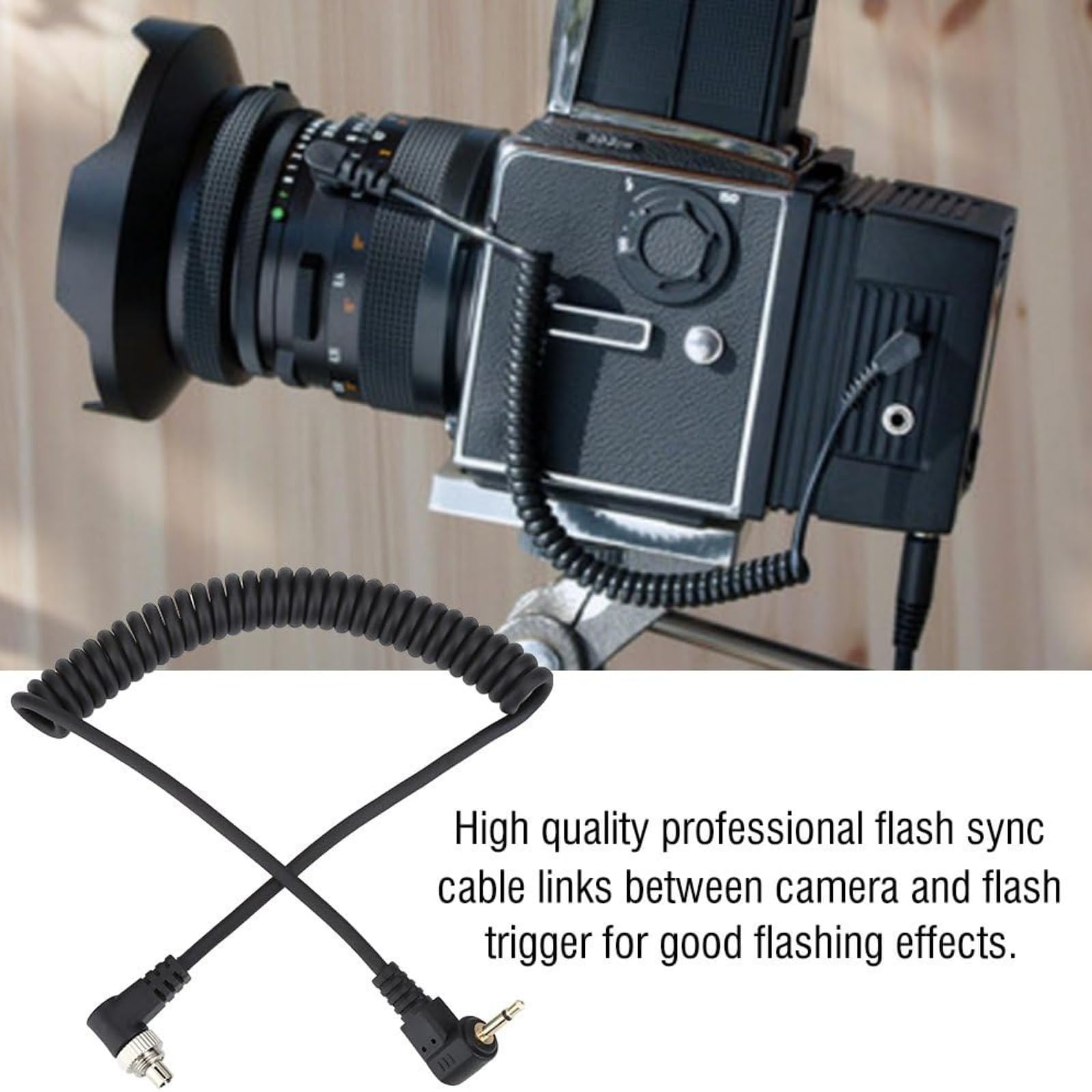 DEWIN Kabel do synchronizacji Flash, kabel do synchronizacji lampy błyskowej 2,5 mm do złącza PC Flash męskiego z zaciskającą się śrubą, przedłużony, skręcony przewód