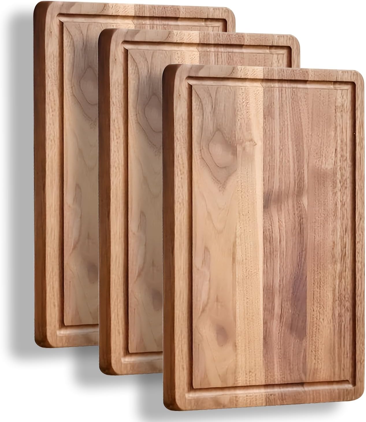Wood Cutting Board for Kitchen Reversible Cutting Boards with Juice Groove, Wooden Chopping Board for Meat, Fruit, Vegetables & Cheese (Acacia Wood, 1)