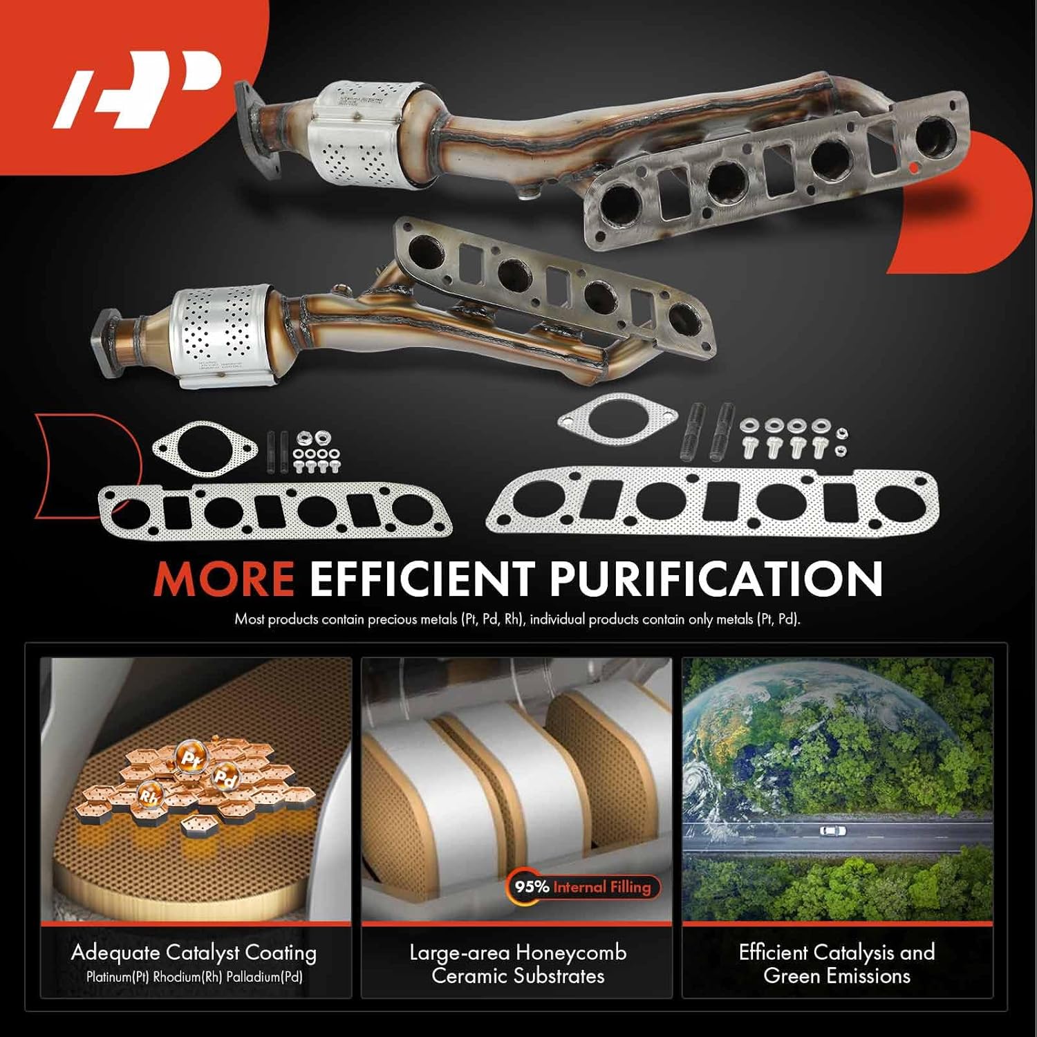 A-Premium Front 2-PC Exhaust Manifold Catalytic Converter Kit Direct-Fit Compatible with Infiniti 2014-2015 QX80, 2011-2013 QX56, 5.6L, EPA Compliant