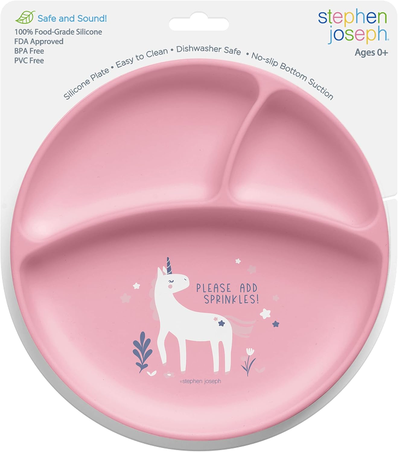Stephen Joseph Silicone Plate, One Size, Unicorn