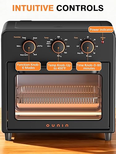 Miniatura 6 de OUNIN Freidora de aire y horno tostador 6 en 1 de 12 litros con infusión de vapor, compacto, apto para encimera, precalentamiento rápido con
