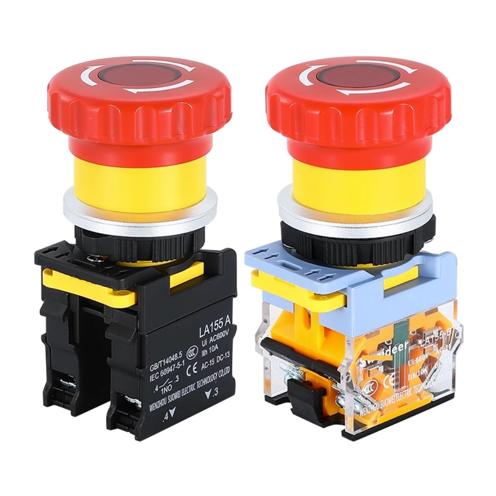 Interruttore a pulsante di arresto di emergenza da 30 mm con interruttore di arresto di emergenza a fungo luminoso interruttore di avvio di controllo 220 V 10 A NC(A Style No Light,2NO2NC_220V)