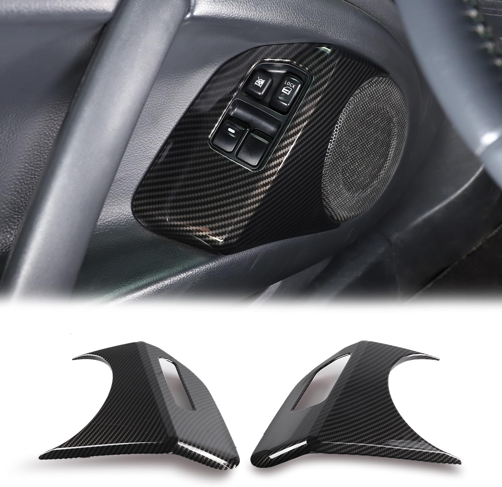 Car Window Lift Button Frame Cover for Mitsubishi Eclipse 2006-2011, 2PCS ABS Material Inner Door Window Glass Switch Panel Frame Decor Trim Accessories (Carbon Fiber Pattern)
