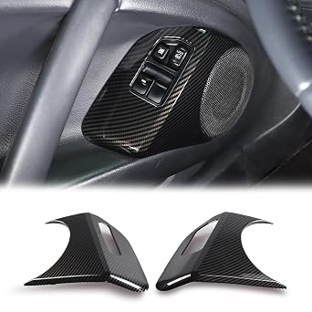 Car Window Lift Button Frame Cover for Mitsubishi Eclipse 2006-2011, 2PCS ABS Material Inner Door Window Glass Switch Panel Frame Decor Trim Accessories Carbon Fiber Pattern