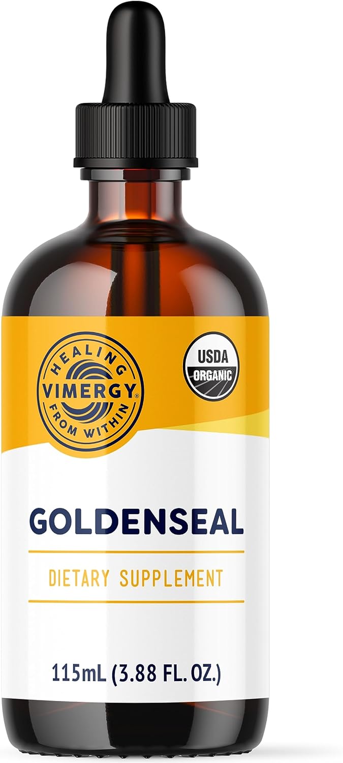 Vimergy USDA Organic Goldenseal Extract, 57 Servings – Alcohol-Free Goldenseal Tincture - Gluten-Free, Non-GMO, Kosher, Corn-Free, Soy-Free, Vegan & Paleo (115 ml)