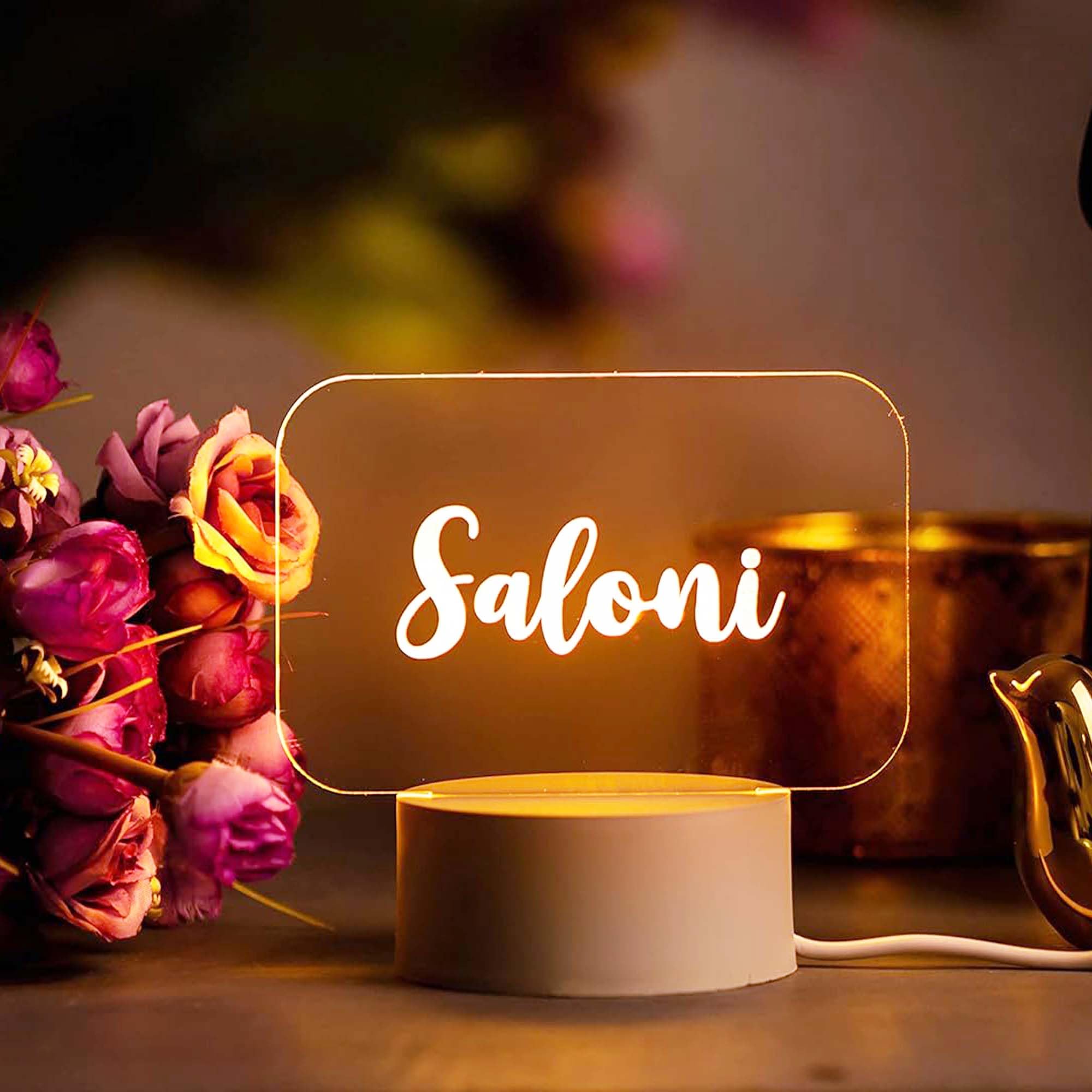 Sponsored Ad - Ensure Tech Personalized Name LED Night Table Lamp Customized Gifts for Christmas, Secret Happy New Year | Gifts for Mens Women | Husband Wife Girlfriend, Boyfriend, Office, Colleagues White Base