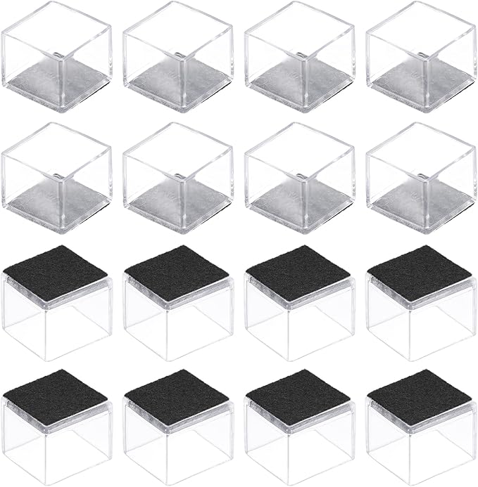 uxcell Chair Leg Floor Protectors, 16Pcs Square PVC & Felt Chair Leg