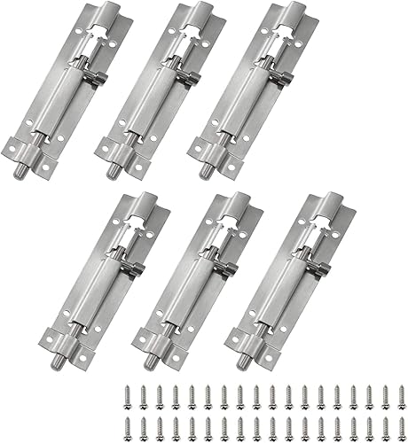 Miniatura 1 de LDEXIN Cerradura deslizante de seguridad para puerta, 6 unidades, perno de barril de 4 pulgadas3.937 in con acero sólido resistente para mantenerte