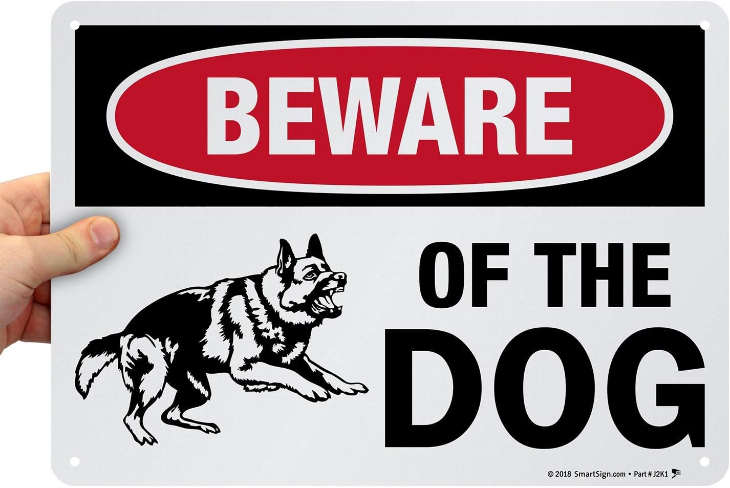 - SmartSign Beware of Dog Sign - German Shepherd Signs for Fence/Wall | 10 x 14 Inches, Reflective Aluminum Metal, Dangerous Dog Warning, Made in USA