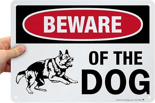 SmartSign Letrero con texto en inglés "Beware of Dog" (Beware of Dog) - Letreros de pastor alemán para vallapared, 10 x 14 pulgadas, aluminio