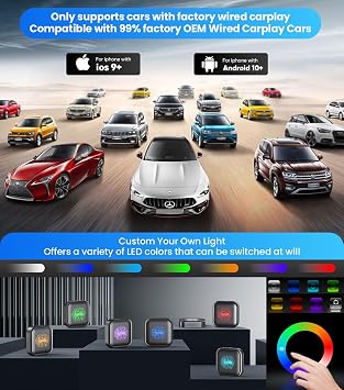 Wireless CarPlay/Android Auto Adapter Magic Ai Box with Netflix YouTube Tiktok, Upgrade LED Wireless Android Auto Adapter HDMI Dongle for Phone to Miracast/Stream Media to Car/TV