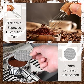 51mm Bottomless Portafilter 3 Ears, Professional Espresso Portafilter with 2 Filter Baskets, WDT Tool, Puck Screen,Metal Base, Solid Wood Handle for De-longhi Dedica EC680 EC685 EC785 EC820