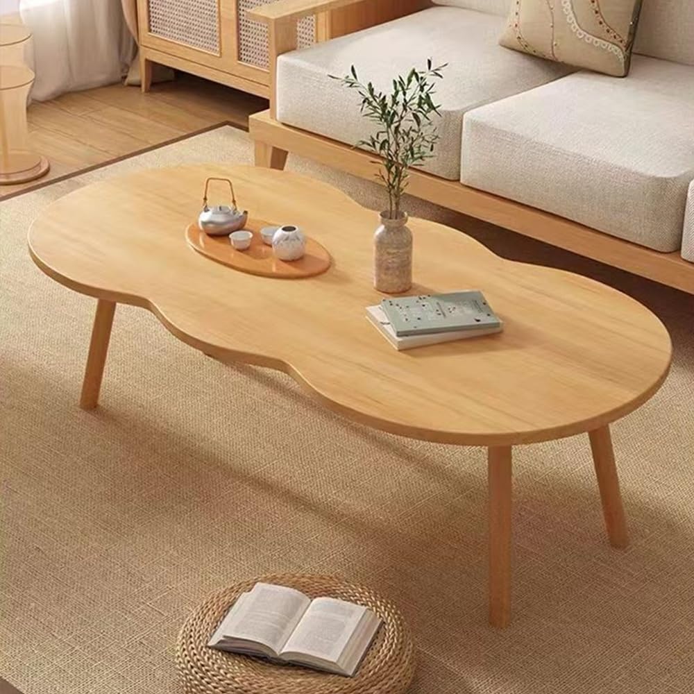 Low Table, Center Table, Width 39.4 x Depth 20.7 inches (100 x 50 cm), Living Alone, Stylish, Living Table, Living Room, Desk, Wood, Nordic Style, Simple, Stylish, Easy Assembly