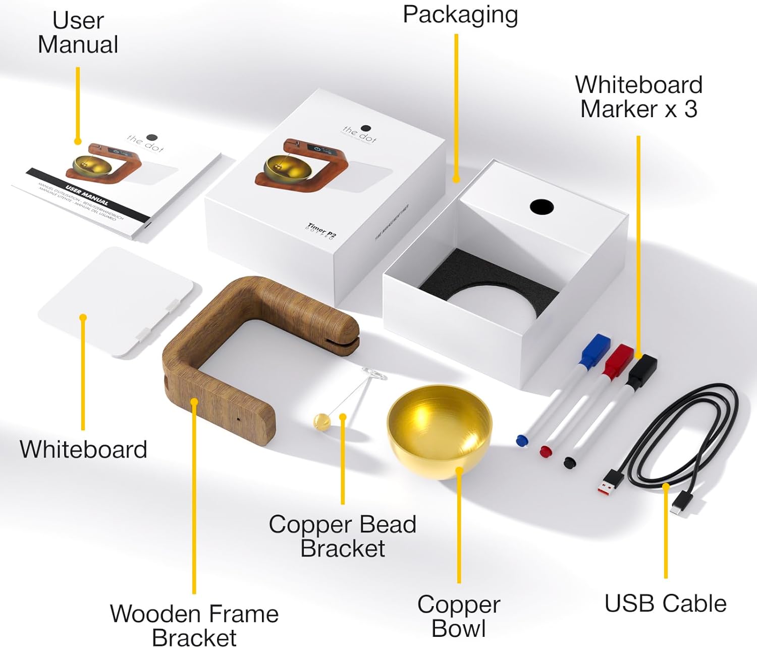 Pro Timer P2 - Elegant Wooden Pomodoro Timer - an Original Productivity Tool with Magnetic Memo Board – High-End Quality Desk Device for Focus, Meditation & Productivity - Ideal for Work & Study