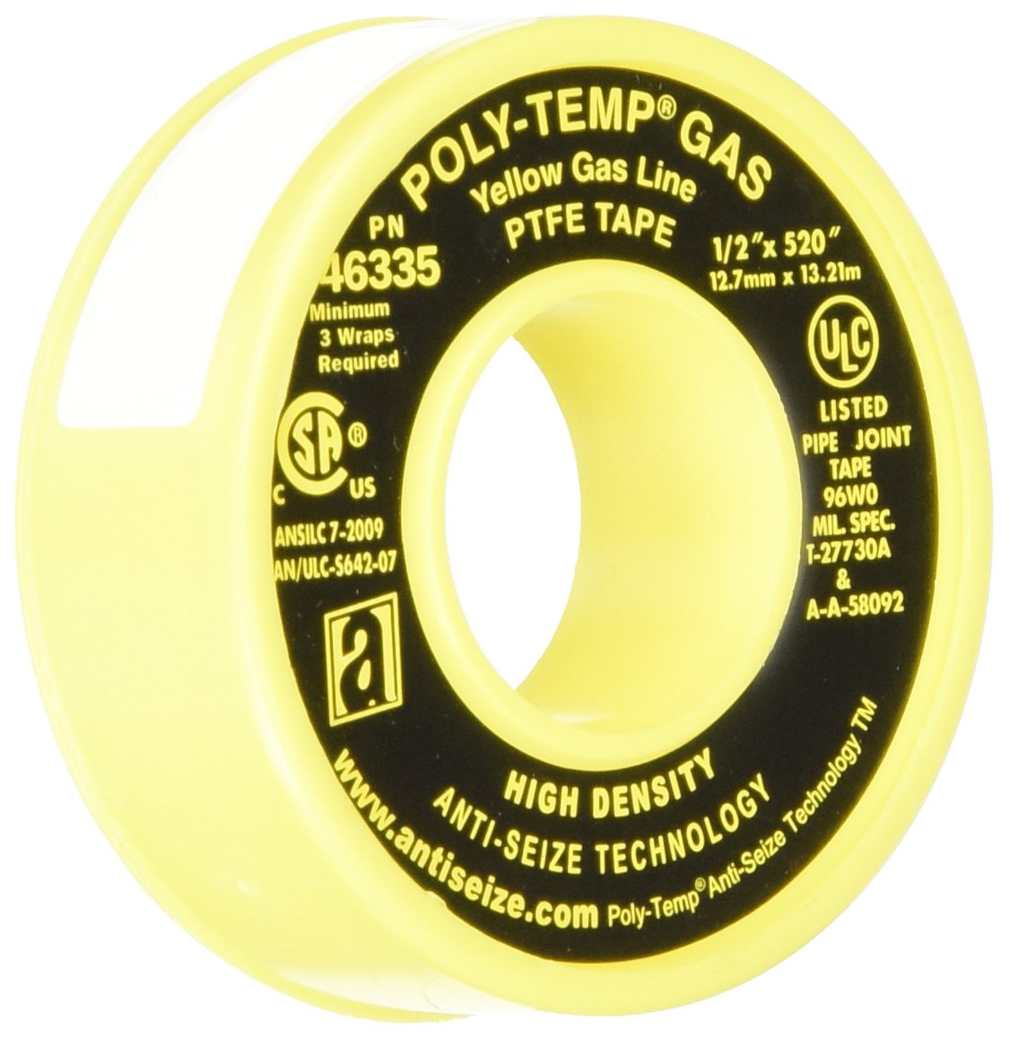 ANTISEIZE TECHNOLOGY 46335 Yellow PTFE PolyTemp Extra Heavy Duty Gas