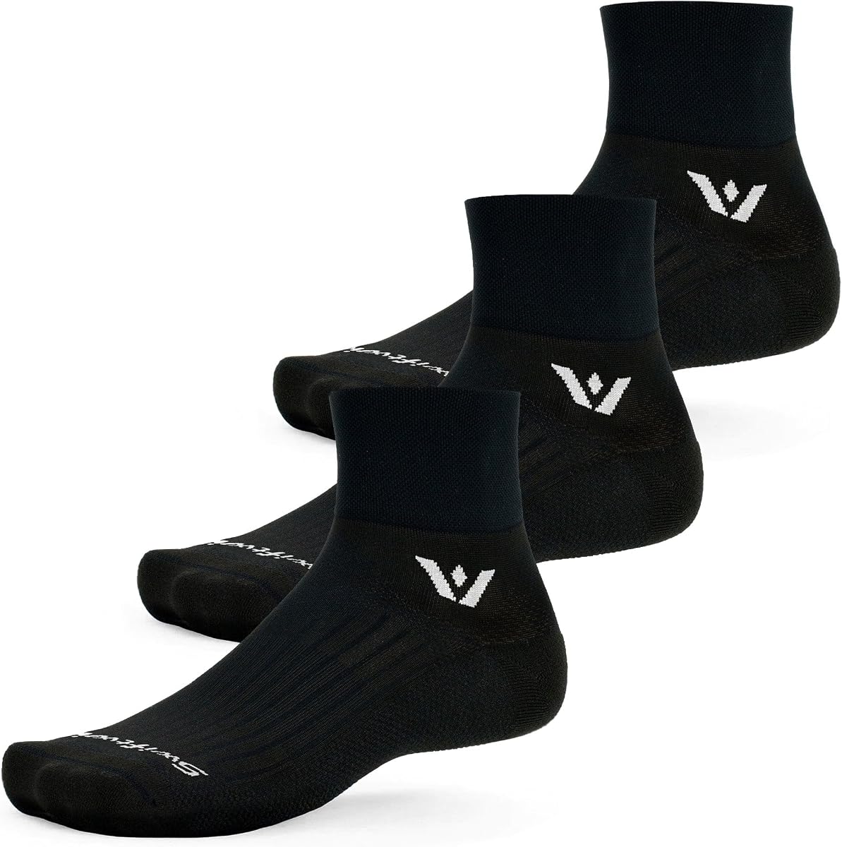 Swiftwick Aspire Quarter Crew Calcetines para correr y ciclismo para hombres y mujeres - Calcetines de compresión absorbentes con soporte antideslizante