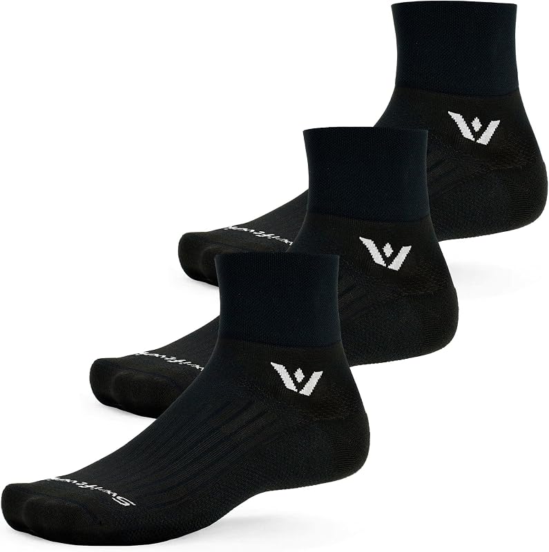 Swiftwick Aspire Quarter Crew medias para correr y ciclismo para hombres y mujeres - medias de compresión absorbentes con soporte antideslizante