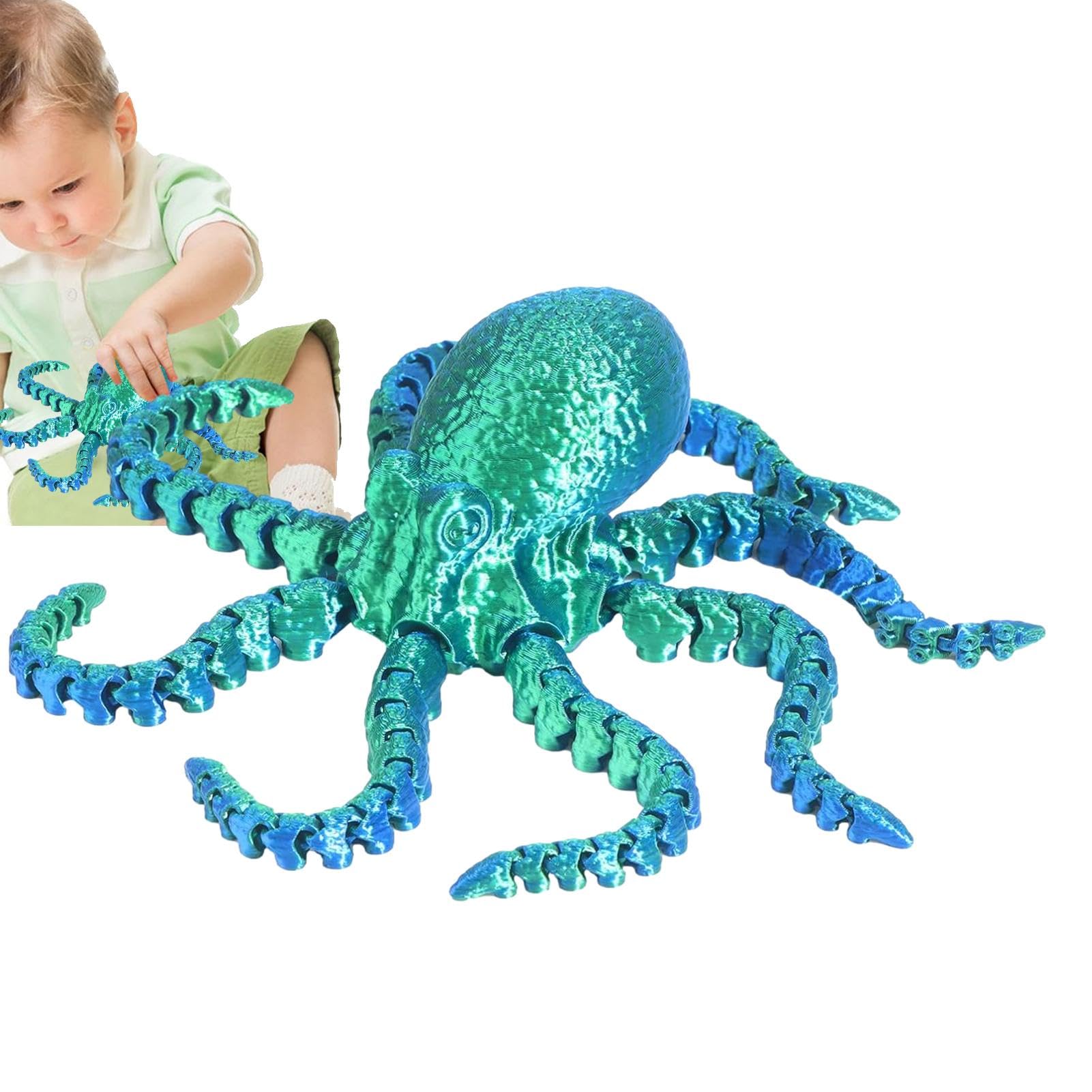 3D Printed Posable Octopus Toy 3D Printed Octopus Toy - Articulated Collectible Octopus Animal Model | Octopus Toy Animal Model For Stress Relief, Sensory Pleasure And Fidget, Toy