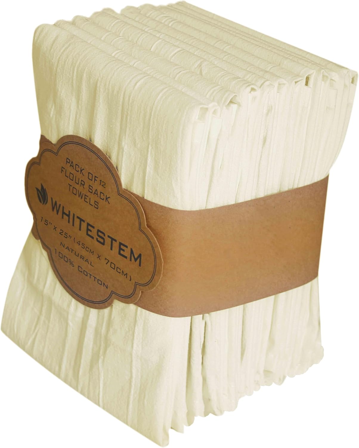 Flour Sack Towels | Tea Towel for Crafts | Kitchen Dish Cotton Blank Towel for Embroidery | Baking Bread Proofing Linen Cover | Thick Absorbent Quick Dry | 12 Pack 15"x25" Natural