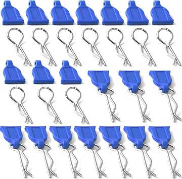RC Car Body Clips Pins with Pull Tabs for 1/10 1/12 TRAXXAS Axial Redcat HPI Himoto HSP Exceed RC Truck Car Crawler Truck Buggy On Road Touring Racing Shell Replacement, 20-Pack Blue