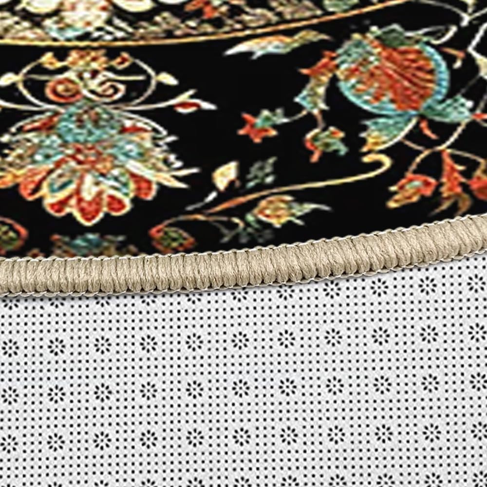 Cartoon Bunny Round Rug 63 Inches Machine Washable Round Bnuuy Area Rugs for Living Room Animal Nursery Rug Cute Rabbit Playroom Area Rug for Living Room