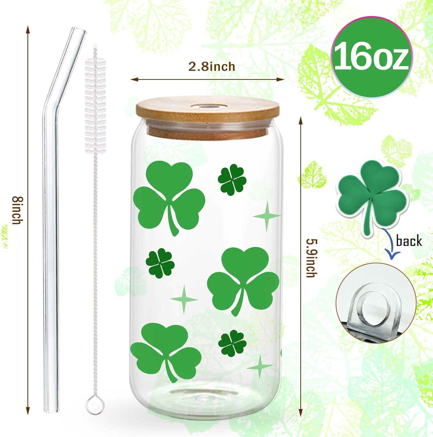 St Patricks Day Coffee Cup with Lids and Straws - St Patricks Day Gifts for Women Shamrock Cups Print Stuff St Patricks Day Tumbler Cute St Patricks Stuff Birthday Gifts for Women Girls, 16oz - Image 3