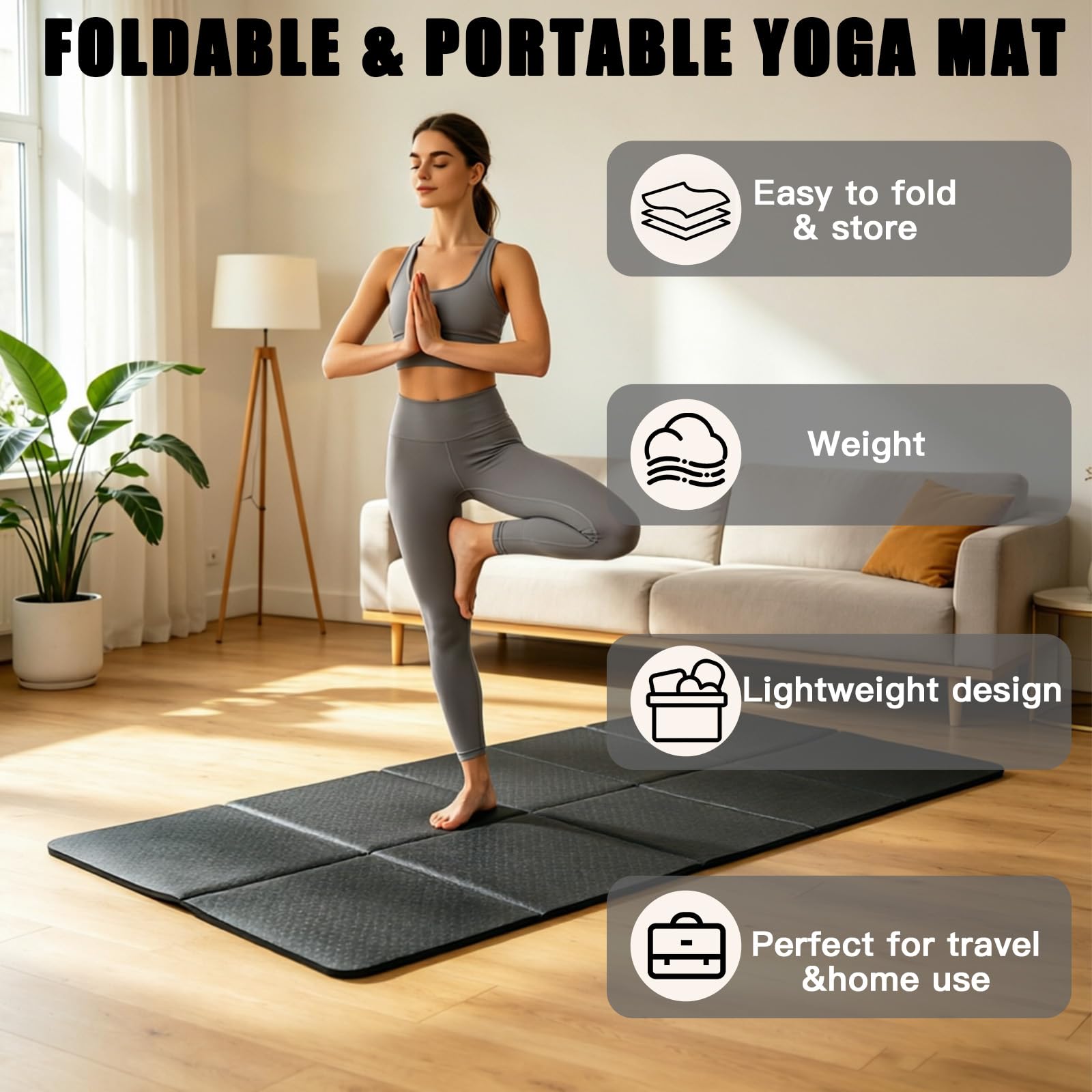 Faltbare Bodenschutzmatte Fitness Unterlegmatte für Fitnessgeräte, 180x60cm Bodenschutzmatte Laufband, 6mm Laufband Matte Schalldämmend für Laufbänd, gym, Heimtrainer, Rollentrainer