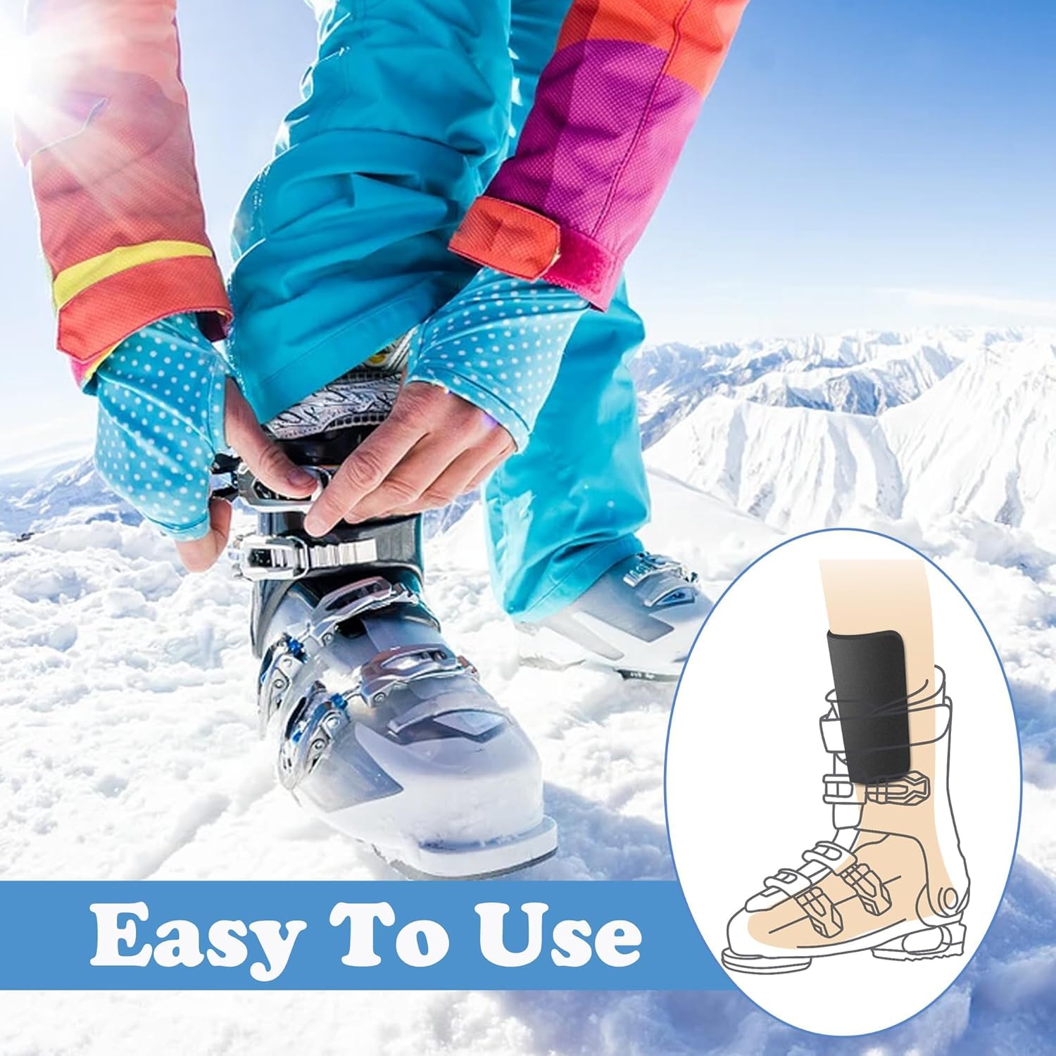 Protège-tibias en mousse épaisse pour chaussures de ski snowboard et bottes