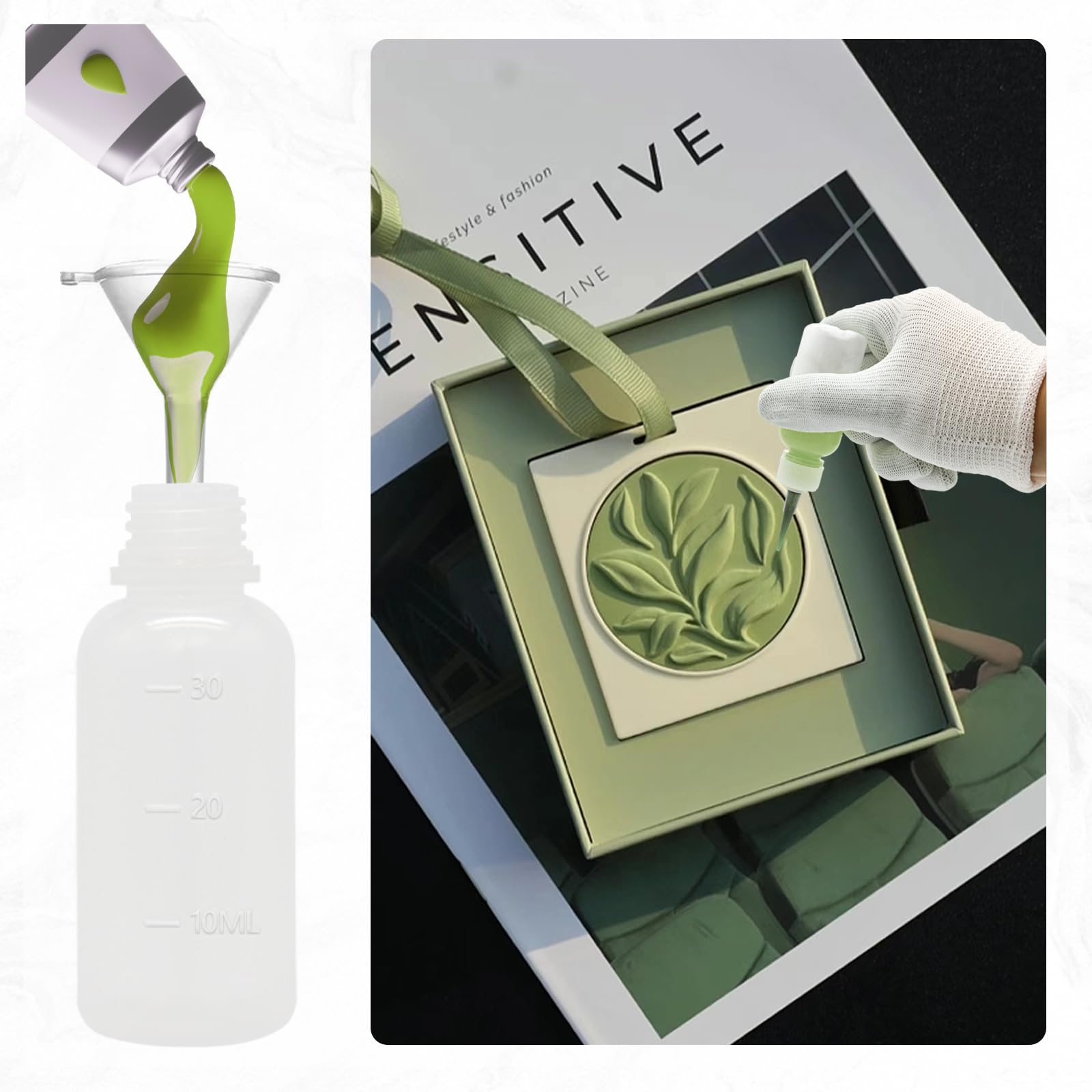 4x 30ml Leimflaschen Mit Präzisionsspitze – Inkl. 2 Mini-Trichter & Farbigen Deckeln, Ideal Für Basteln, Modellbau & DIY