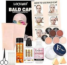 Bald Cap Halloween Makeup Kit for Men & Woman - Complete Bald Cap Set with Professional Halloween Costumes Spirit Gum Adhesive & Remover for Cosplay, SFX Makeup, Dress-Up Party, Stage, Theater & Film