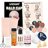 Bald Cap Halloween Makeup Kit for Men & Woman - Complete Bald Cap Set with Professional Halloween Costumes Spirit Gum Adhesive & Remover for Cosplay, SFX Makeup, Dress-Up Party, Stage, Theater & Film